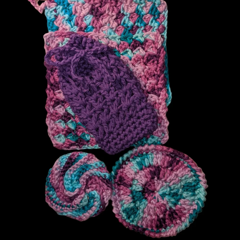 Wash Cloths, Soap Bag, Makeup Removers Crochet Handmade